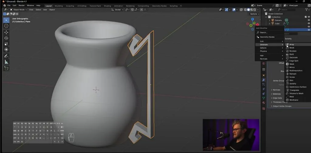 First, we add a modifier that sets the thickness for us