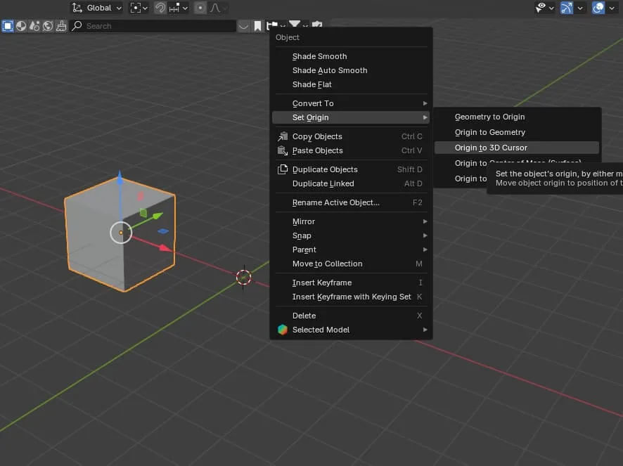 To do this, move the cube to the side with the Move tool
