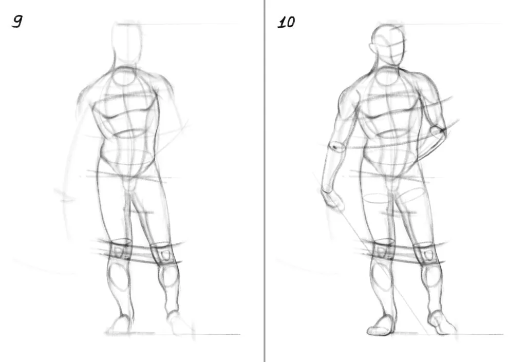 We divide the legs into three parts: thigh, knees, shin