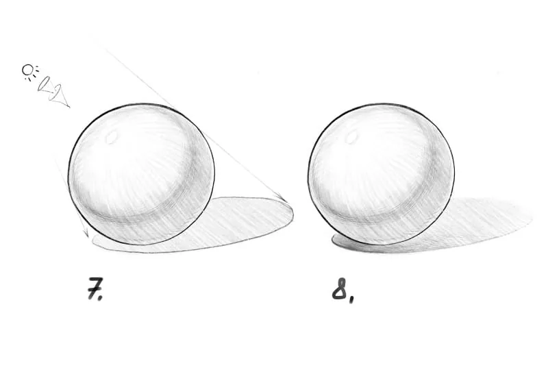 We darken the cast shadow under the sphere