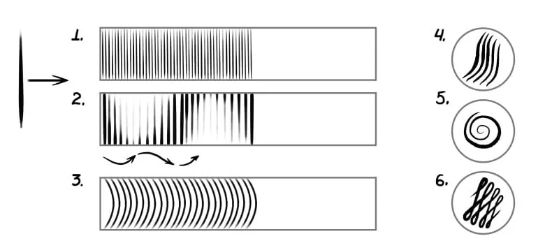 S-shaped line, curl, continuous figure eights