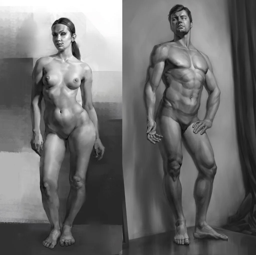 Let's consider the characteristic differences on the example of works from the Figure Pro course