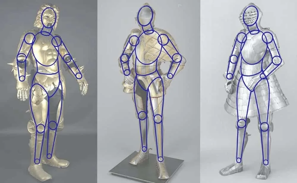 On top of the armor we drew Ikea mannequin schemes