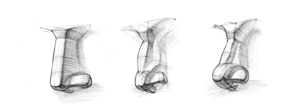 additionally darken the lower area of the nose