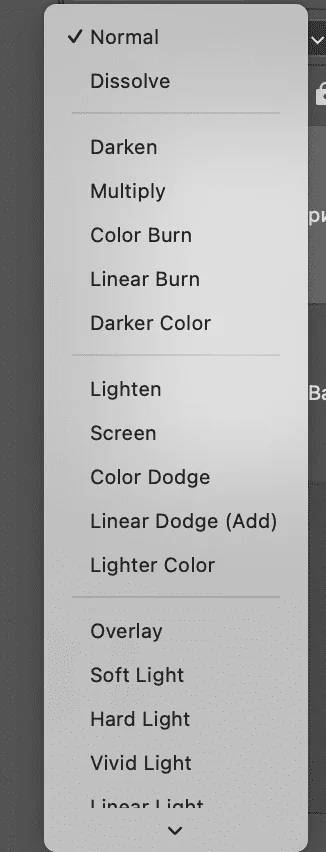 And here we have different modes of overlay for the layer