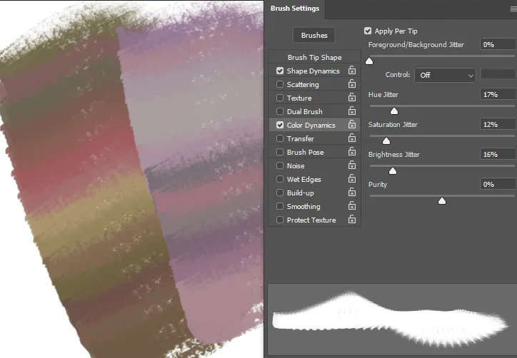 This parameter can be enabled in the brush settings color dynamics: hue, saturation, jitter