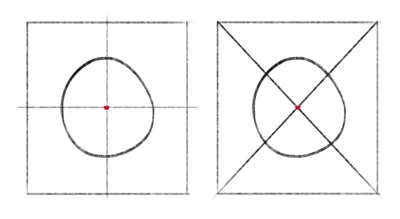 Intersection of diagonals and axes