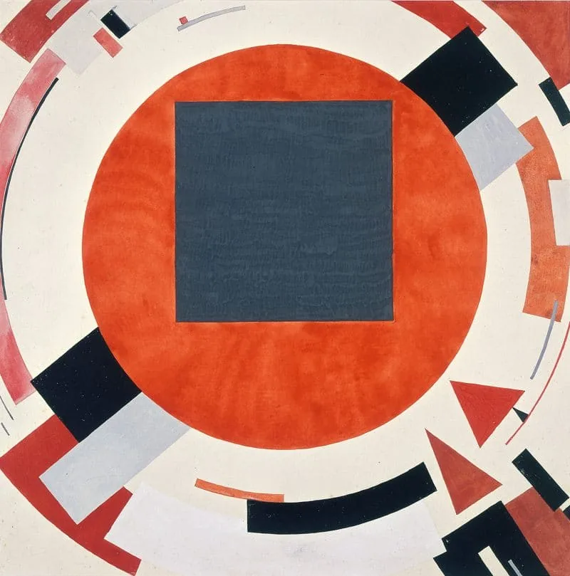 «Proun» by El Lissitzky is closer to design, project painting. There are more semantic and rational structures in this composition.
