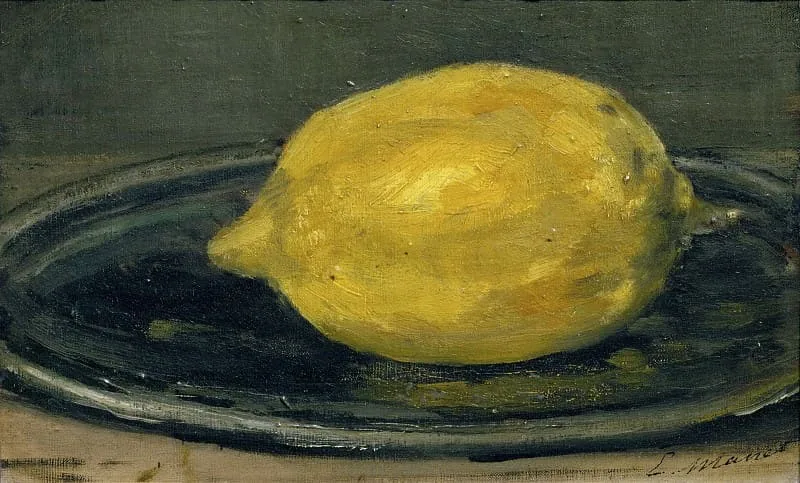 In Eduard Manet's lemon etude, the main and central thing is the lemon.