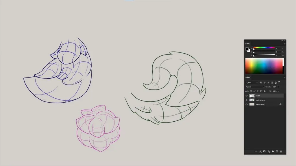 We start with quick sketches