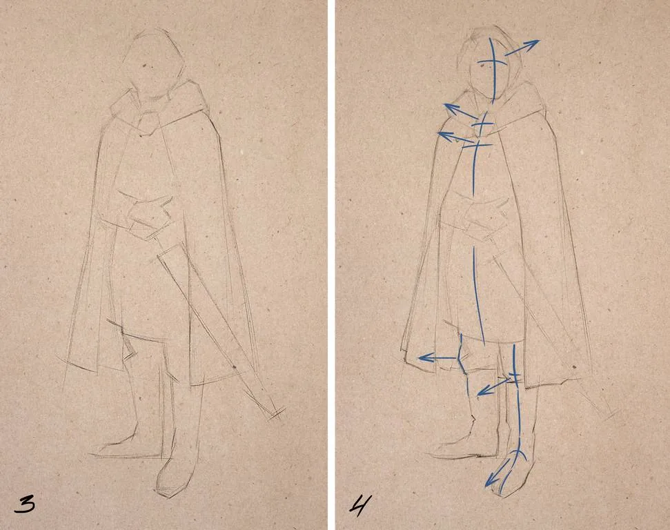 How to make sketches of a person in clothes