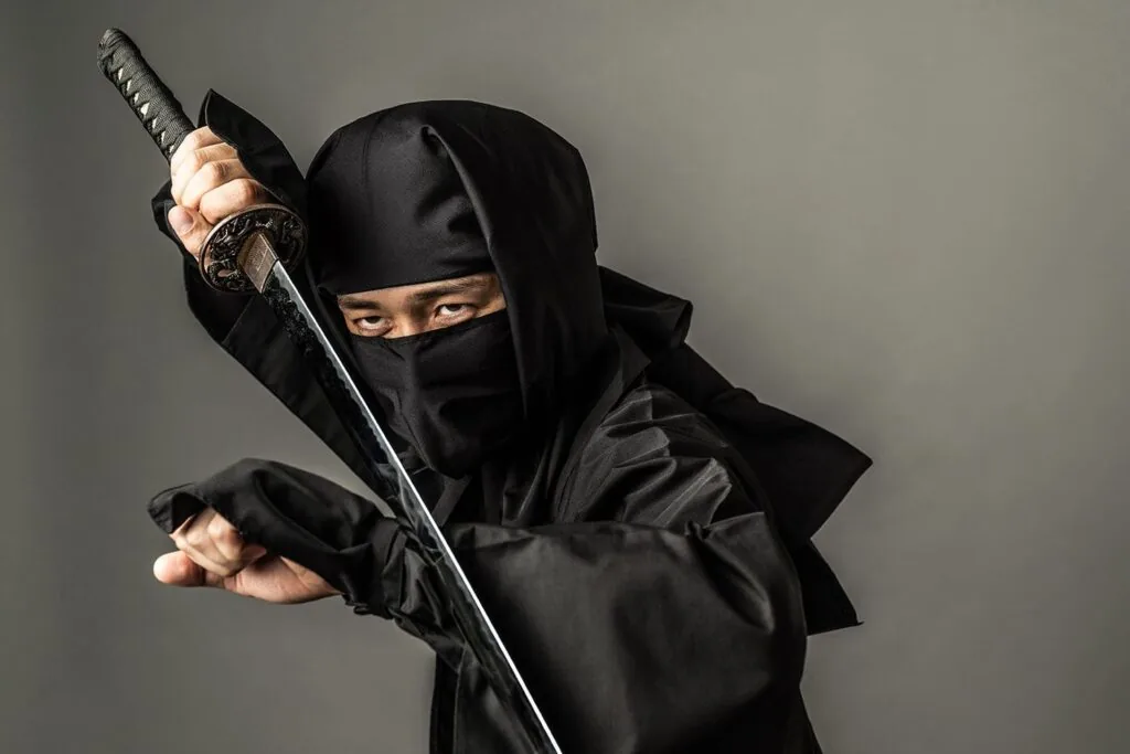 Black color in the clothes of secretive and mysterious ninja warriors
