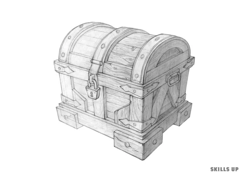 Chest in two-point perspective. Author: Darya Kostomarova, Basic Drawing course