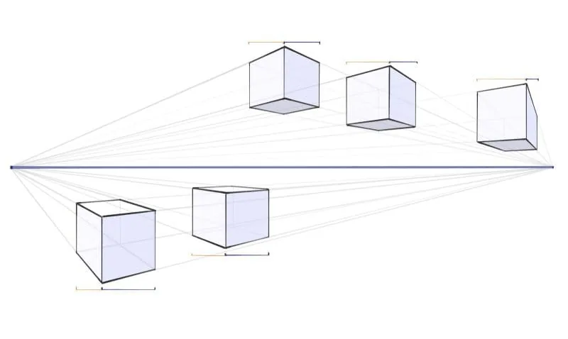 Ready, the cube to two vanishing points has been built!
