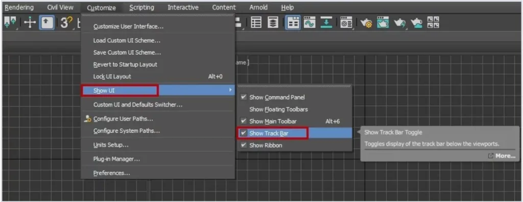 Dealing with the 3Ds Max interface. Command panel and other main panels of the program — Track bar, aka Time Slider (time scale) (5)