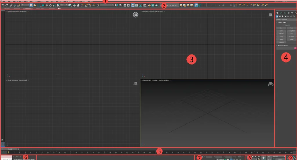 Dealing with the 3Ds Max interface. Command panel and other main panels of the program — The 3Ds Max interface consists of blocks: