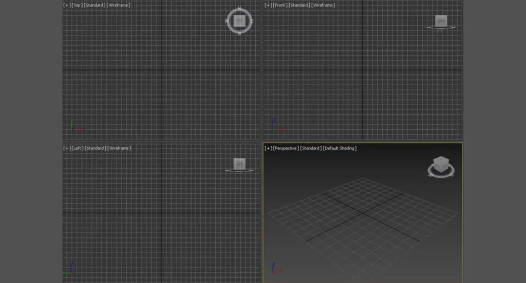 Understanding the 3Ds Max interface. Main toolbar, projection windows — Projection windows