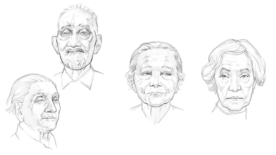 Portraits of elderly people