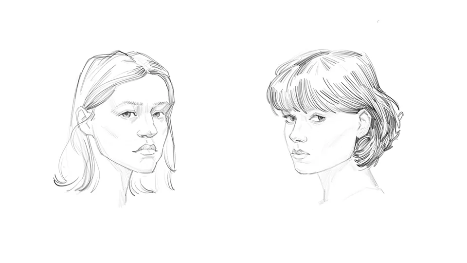 Drawing a female portrait