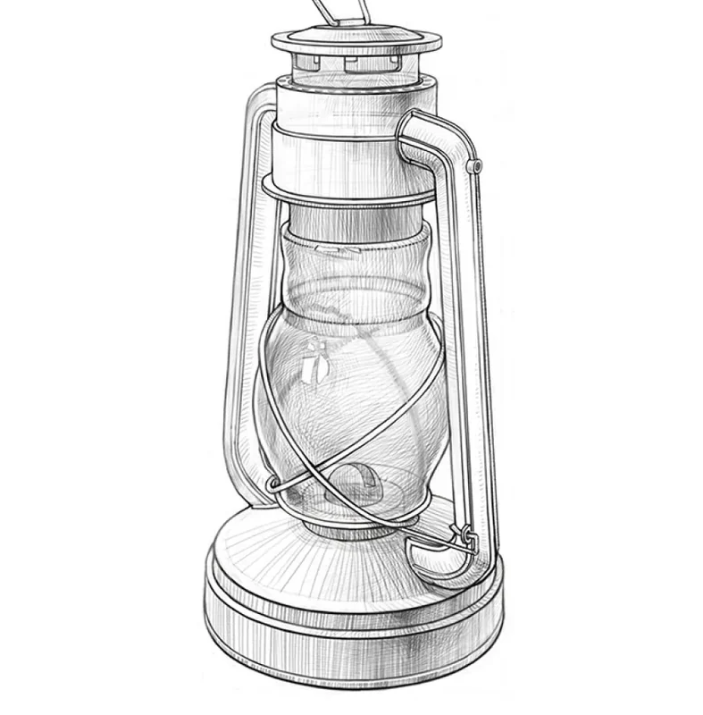How to draw a kerosene lamp
