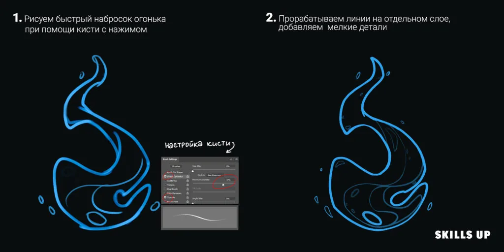 How to draw magical fire — 2. Refining the lines