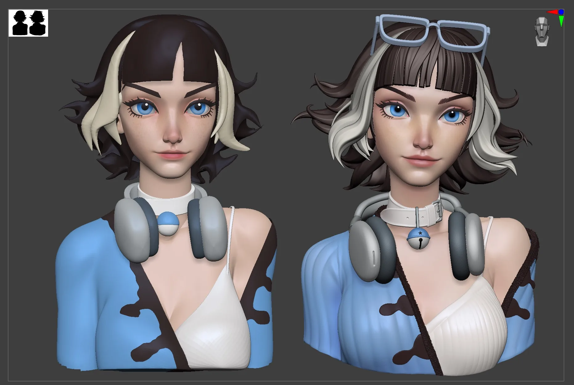 Sculpting Two Expressive Stylized Female Portraits - изображение 8