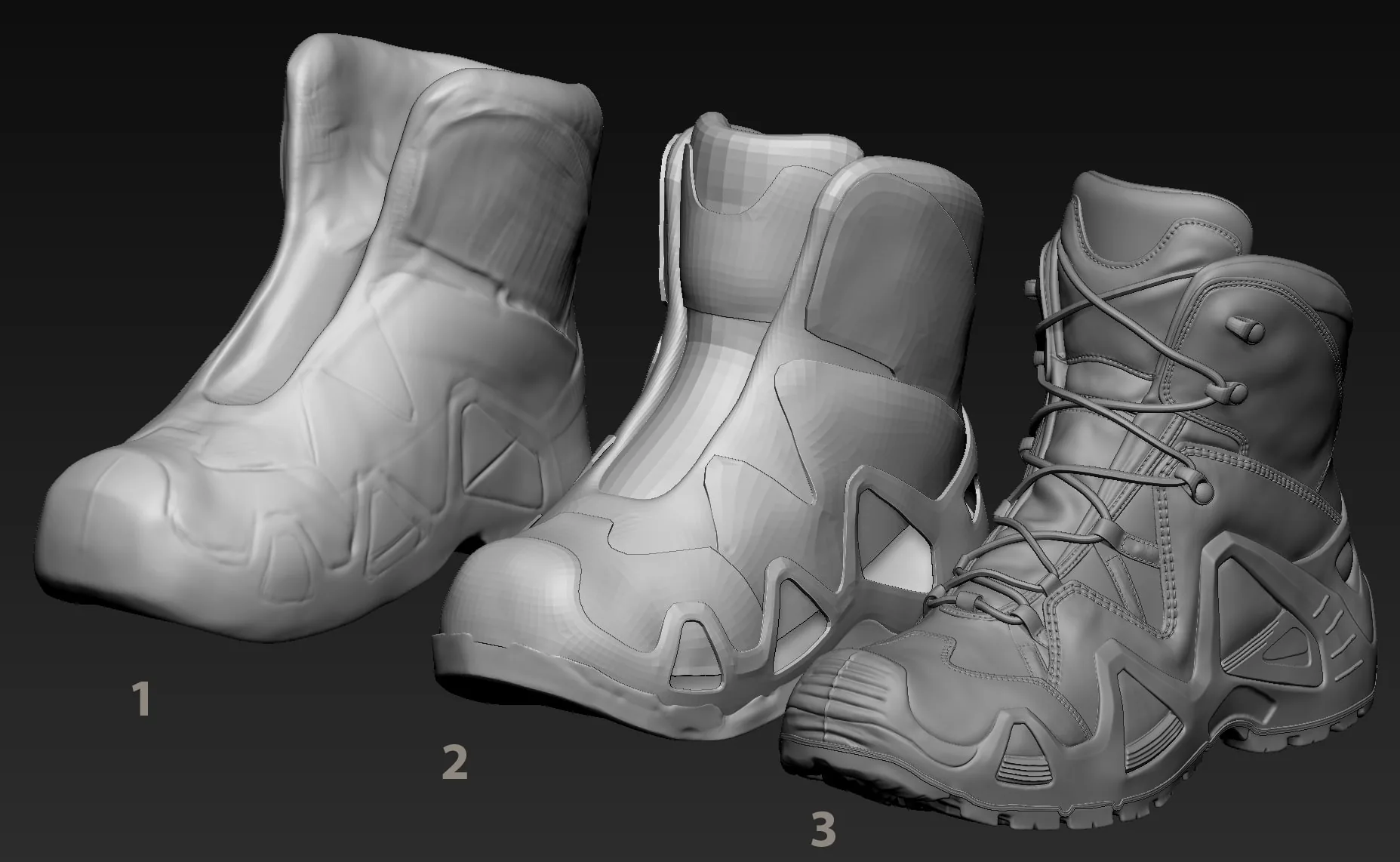 Создание реалистичных тактических ботинок с помощью ZBrush и Substance 3D — изображение 5