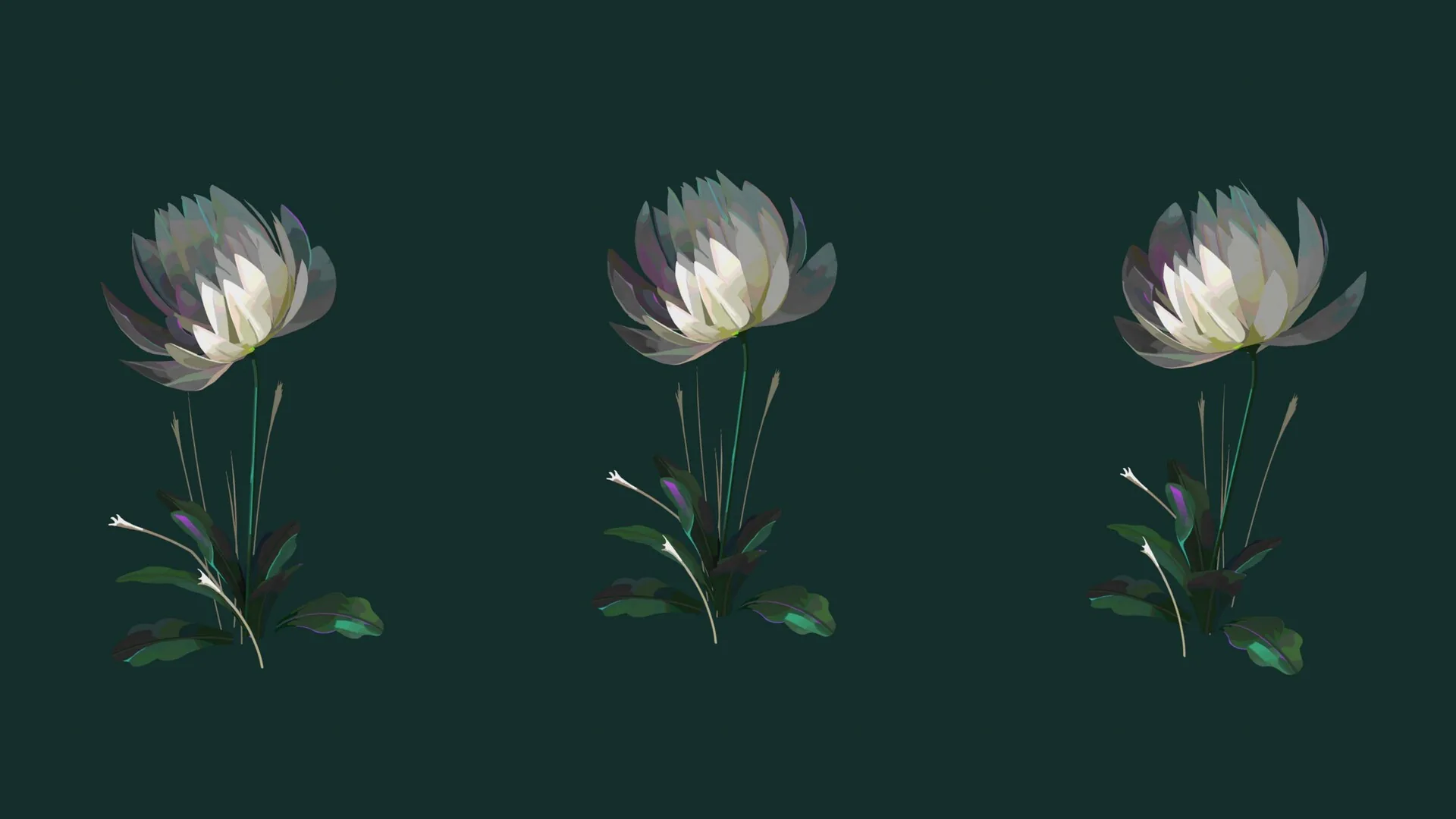 Beautiful Hand-Painted Arcane-Style Flowers Crafted in 3D - изображение 3