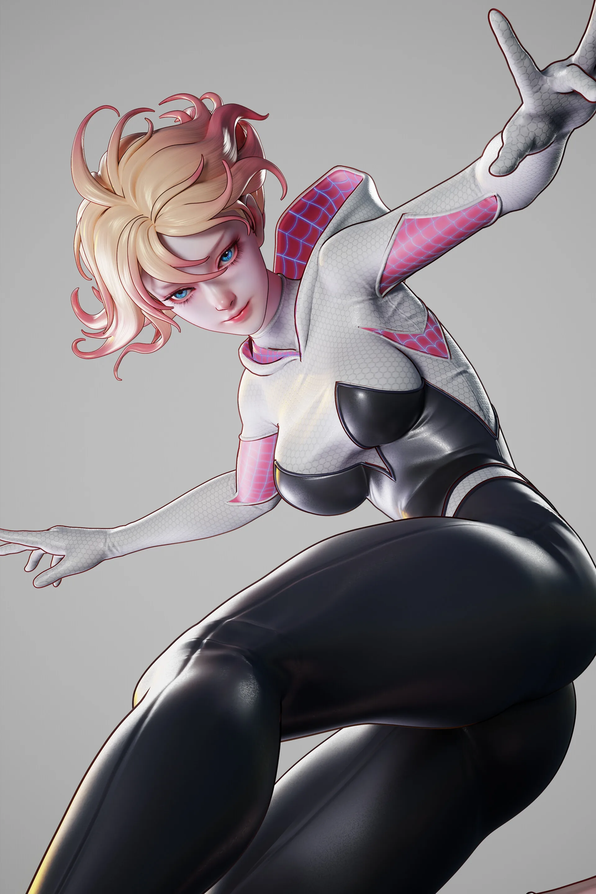 Эта 3D-модель Spider-Gwen почти выглядит как 2D-произведение цифрового искусства - изображение 2