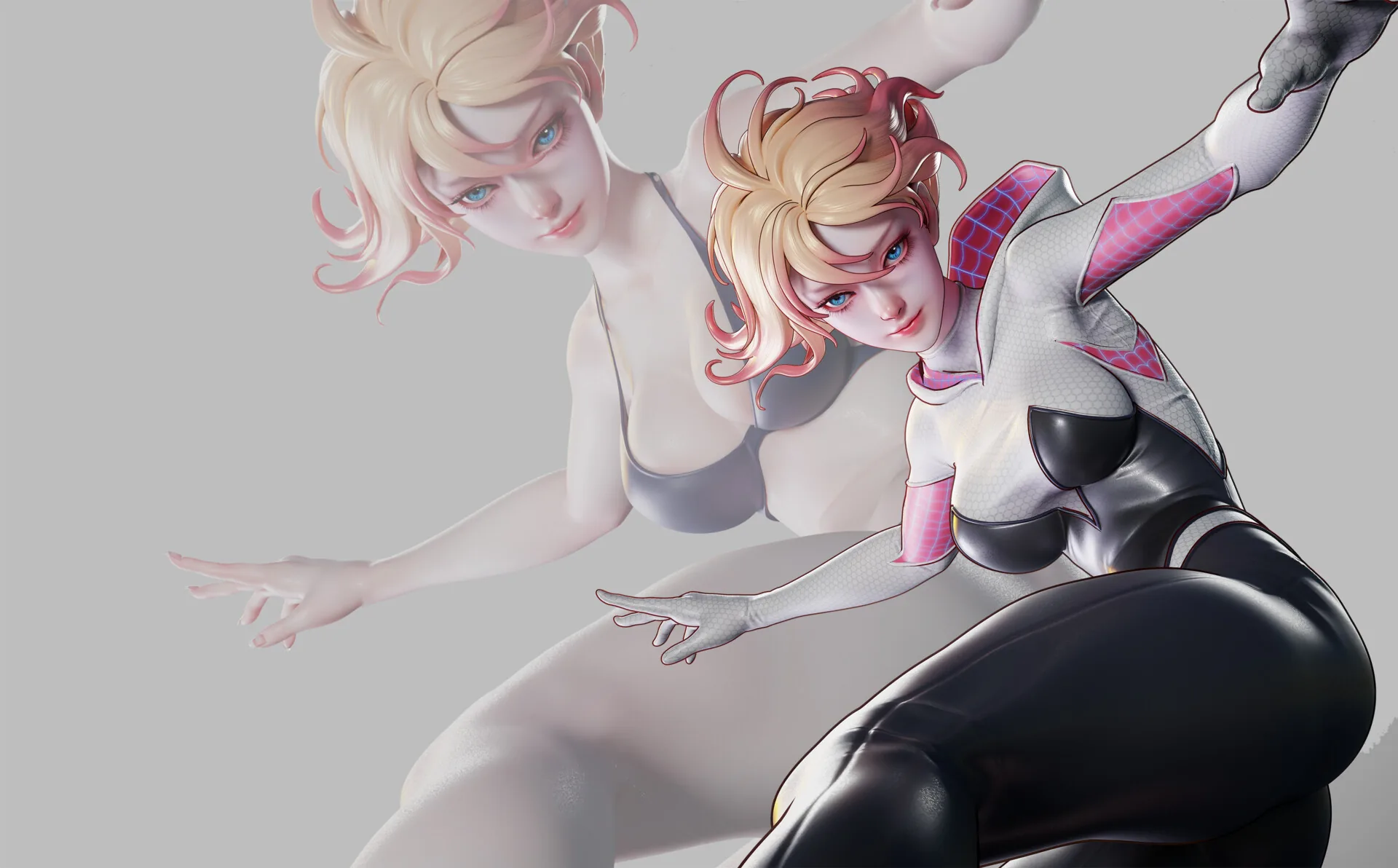 Эта 3D-модель Spider-Gwen почти выглядит как 2D-произведение цифрового искусства - изображение 3