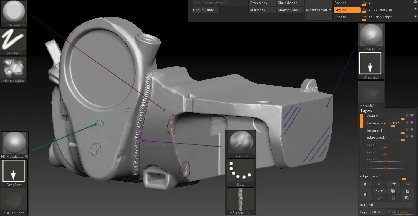 Создание бензопилы в Blender, ZBrush и Substance Painter - изображение 8