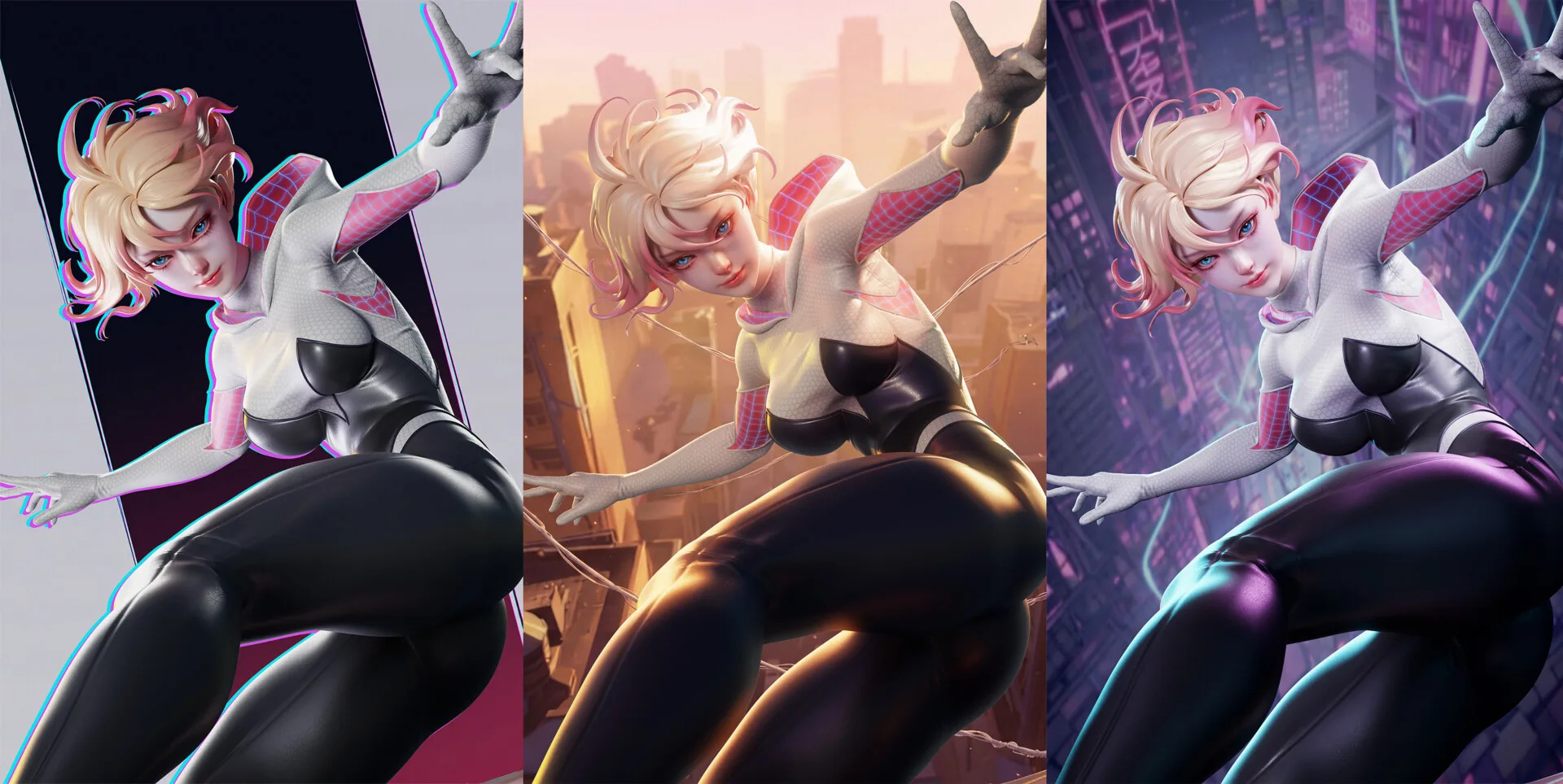 Эта 3D-модель Spider-Gwen почти выглядит как 2D-произведение цифрового искусства - изображение 4