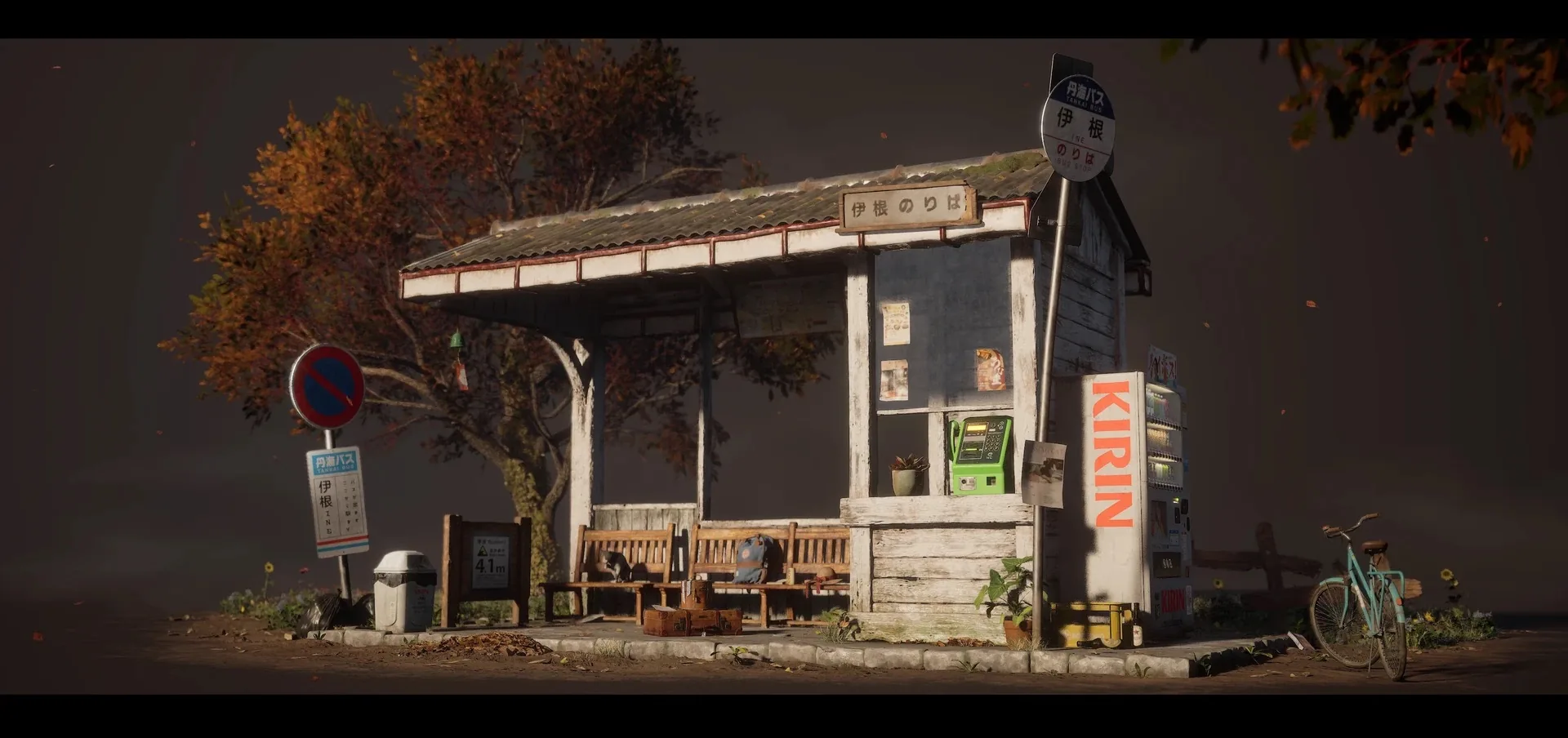 Telling A Story Through An Autumnal Rural Japanese Bus Stop 3D Diorama - изображение 1
