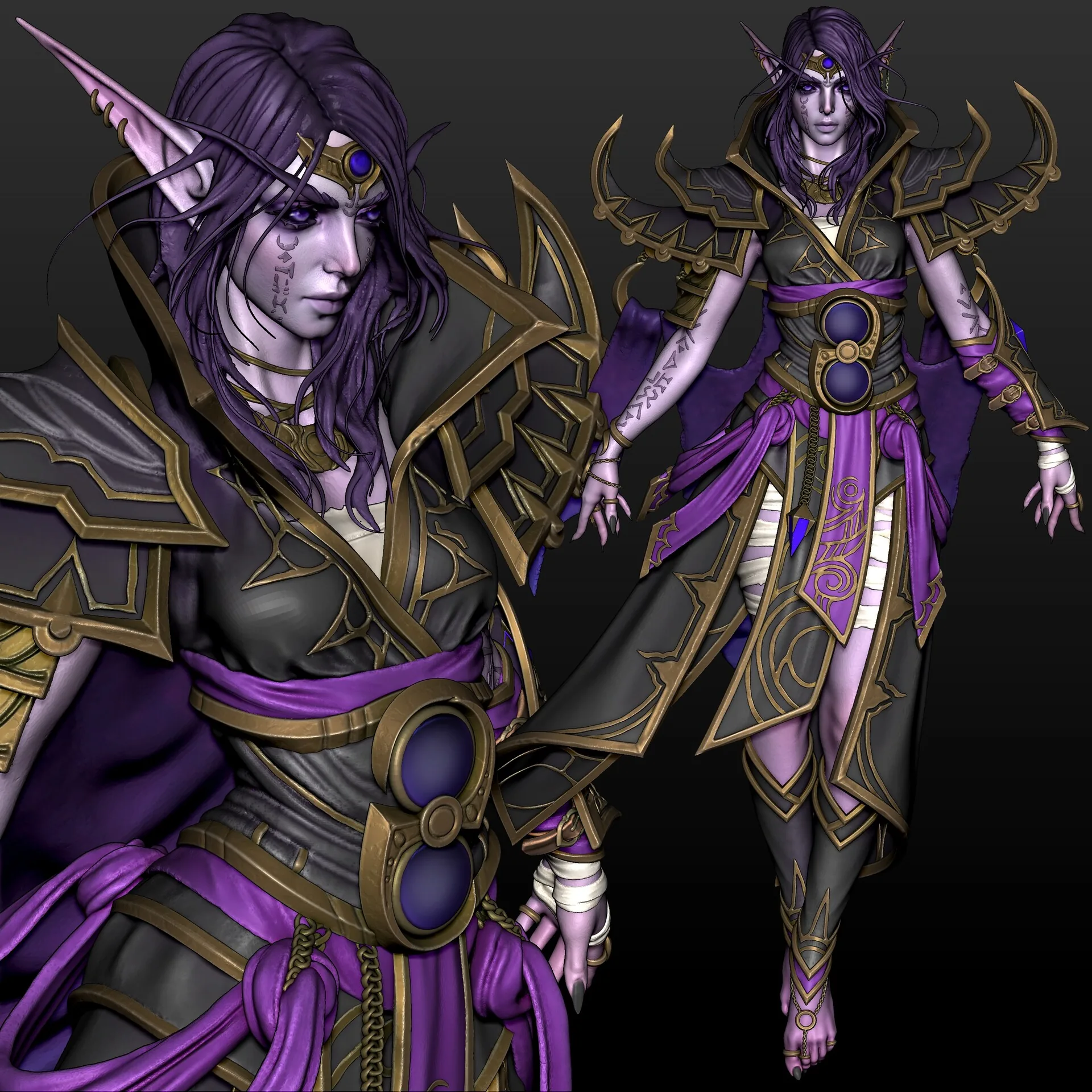 Этот великолепный скульптурный портрет персонажа Xal'atath из World of Warcraft был создан с помощью ZBrush - изображение 3