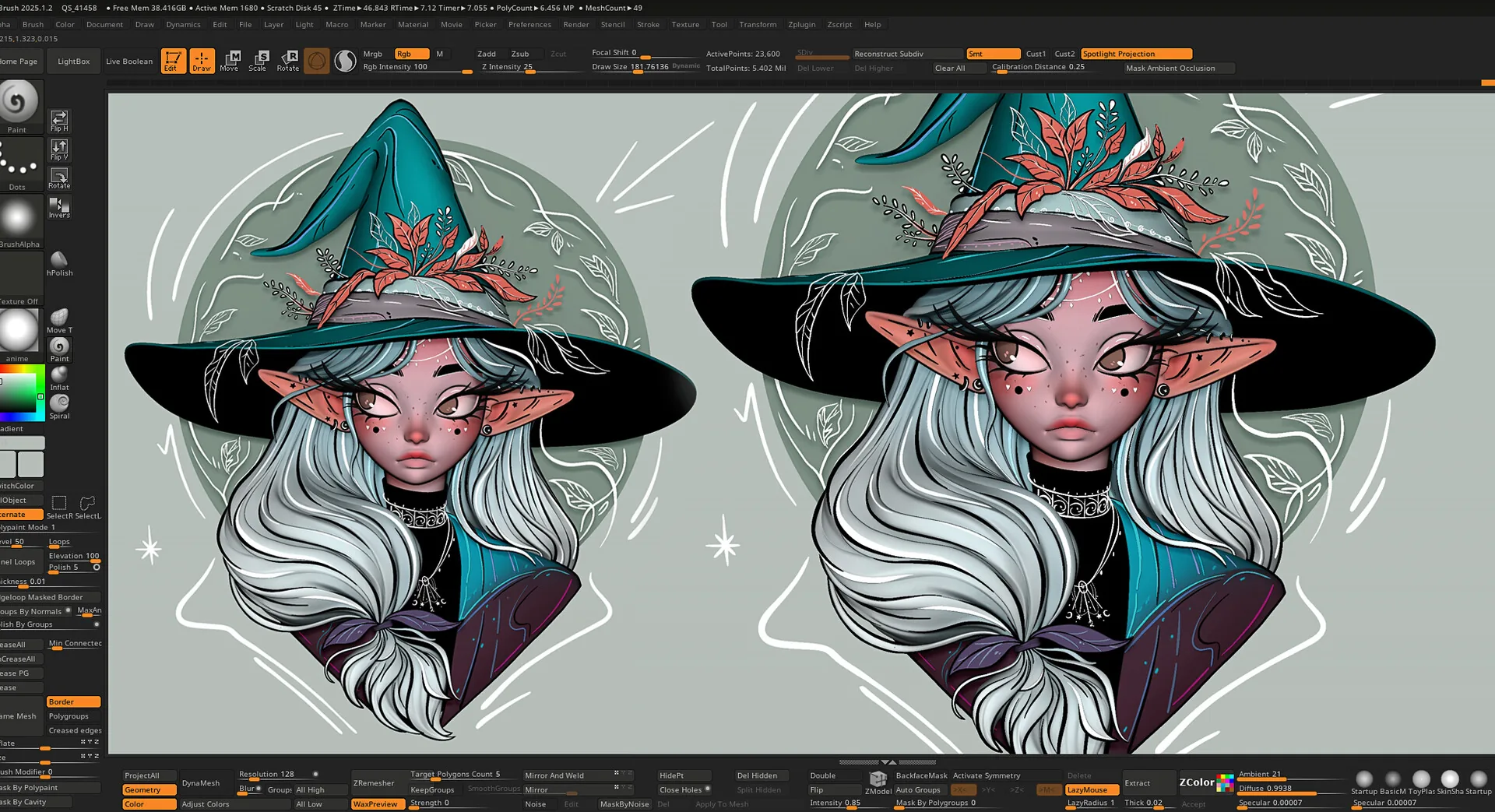 Рисованный стиль, маленькая ведьма, созданная с помощью ZBrush и Marmoset Toolbag — изображение 3