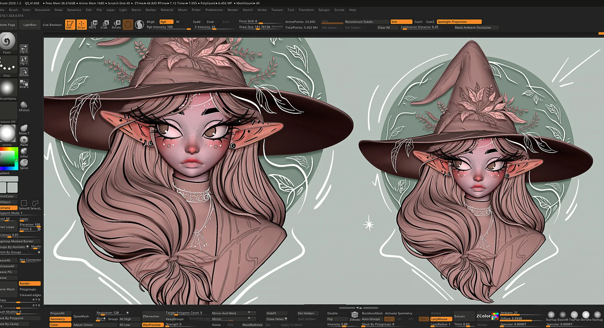 Рисованный стиль, маленькая ведьма, созданная с помощью ZBrush и Marmoset Toolbag — изображение 4