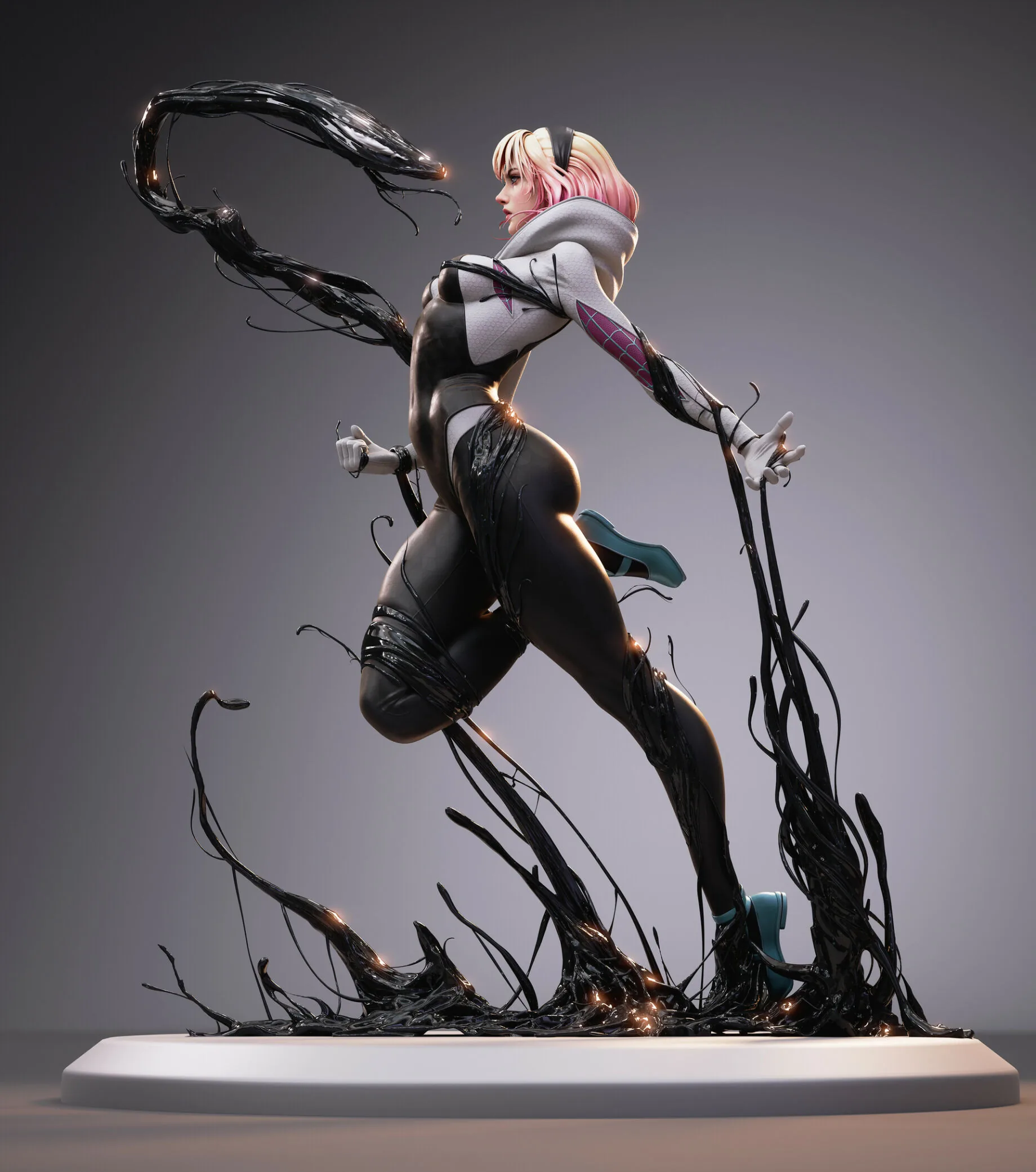 Эта 3D-модель Spider-Gwen почти выглядит как 2D-произведение цифрового искусства - изображение 6