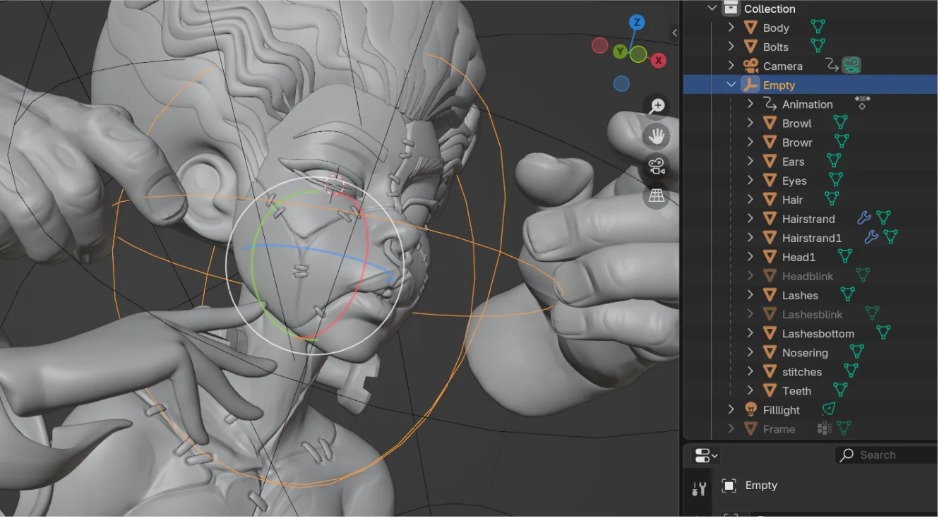 Как создать 3D-персонажа, вдохновлённого невестой Франкенштейна — изображение 10