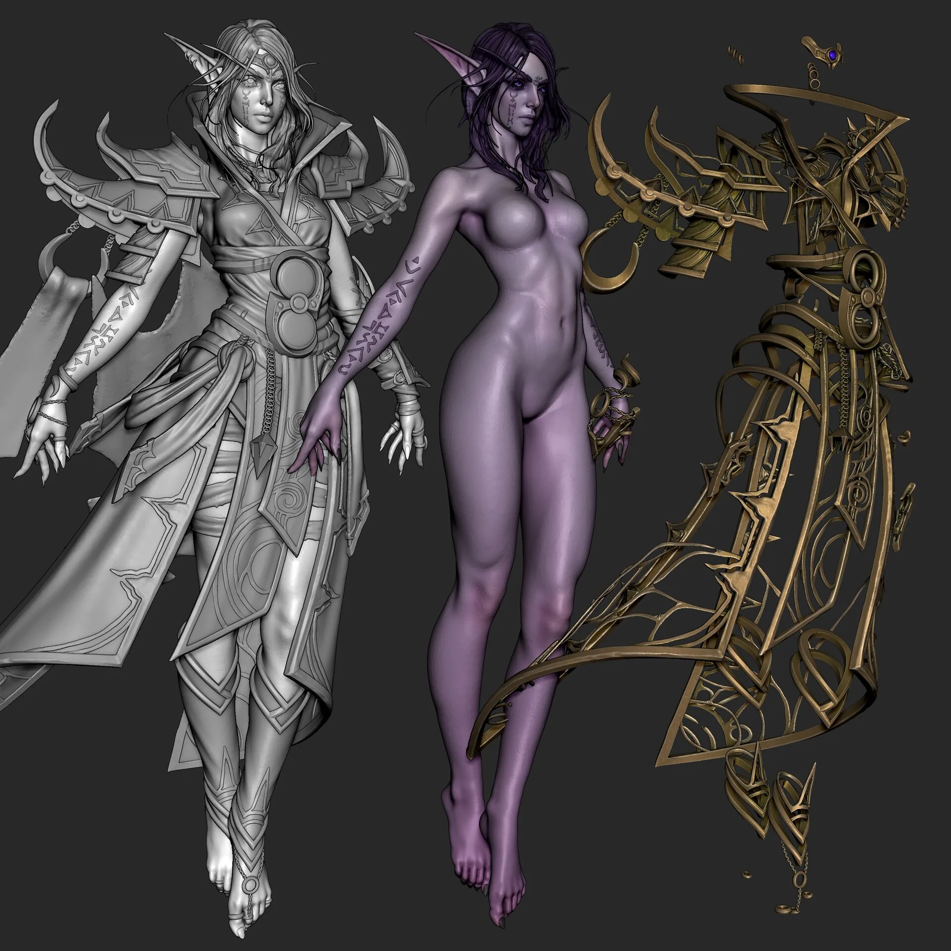 Этот великолепный скульптурный портрет персонажа Xal'atath из World of Warcraft был создан с помощью ZBrush - изображение 4
