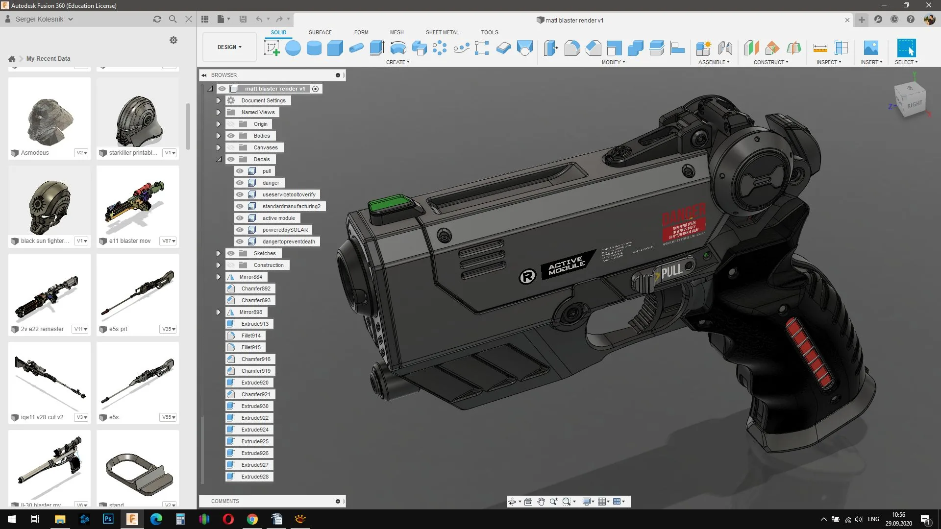Modeling Weapons for Production in Fusion 360 - изображение 6