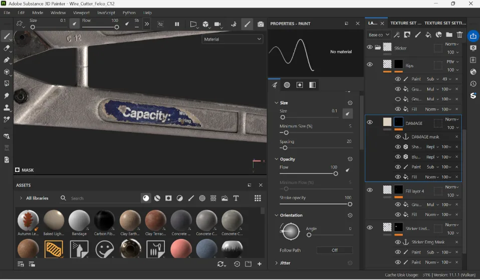 Моделирование и текстурирование Felco C12 Wirecutter с помощью Blender и Substance 3D — изображение 15