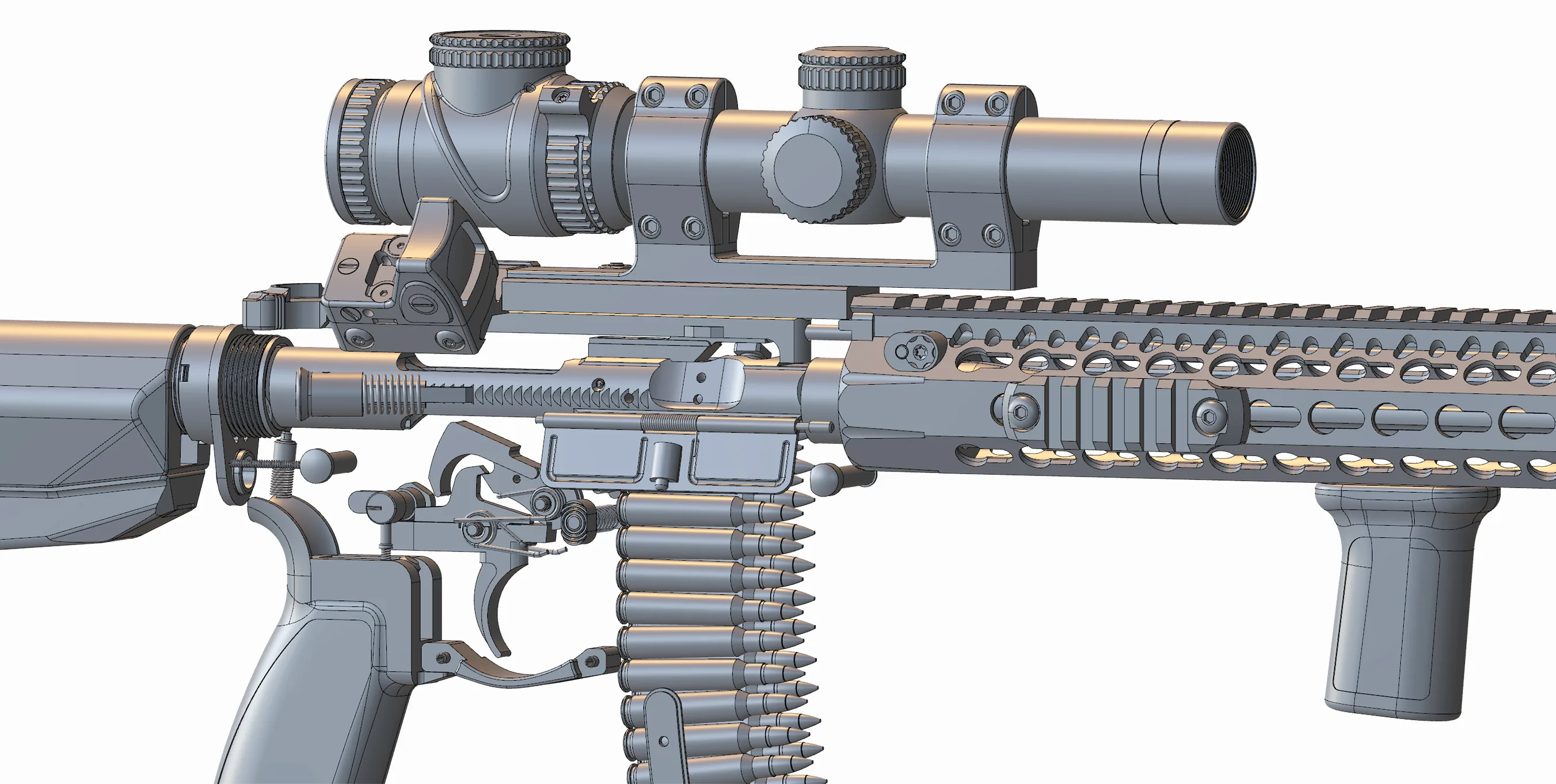 Изучите создание детальной прозрачной штурмовой винтовки Taran Tactical TR-1 из фильма «Джон Уик 2» в 3D — изображение 9