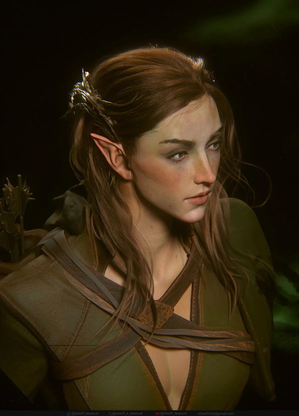 Мечтательный персонаж эльфа, созданный с помощью ZBrush, Blender и Substance 3D - изображение 3