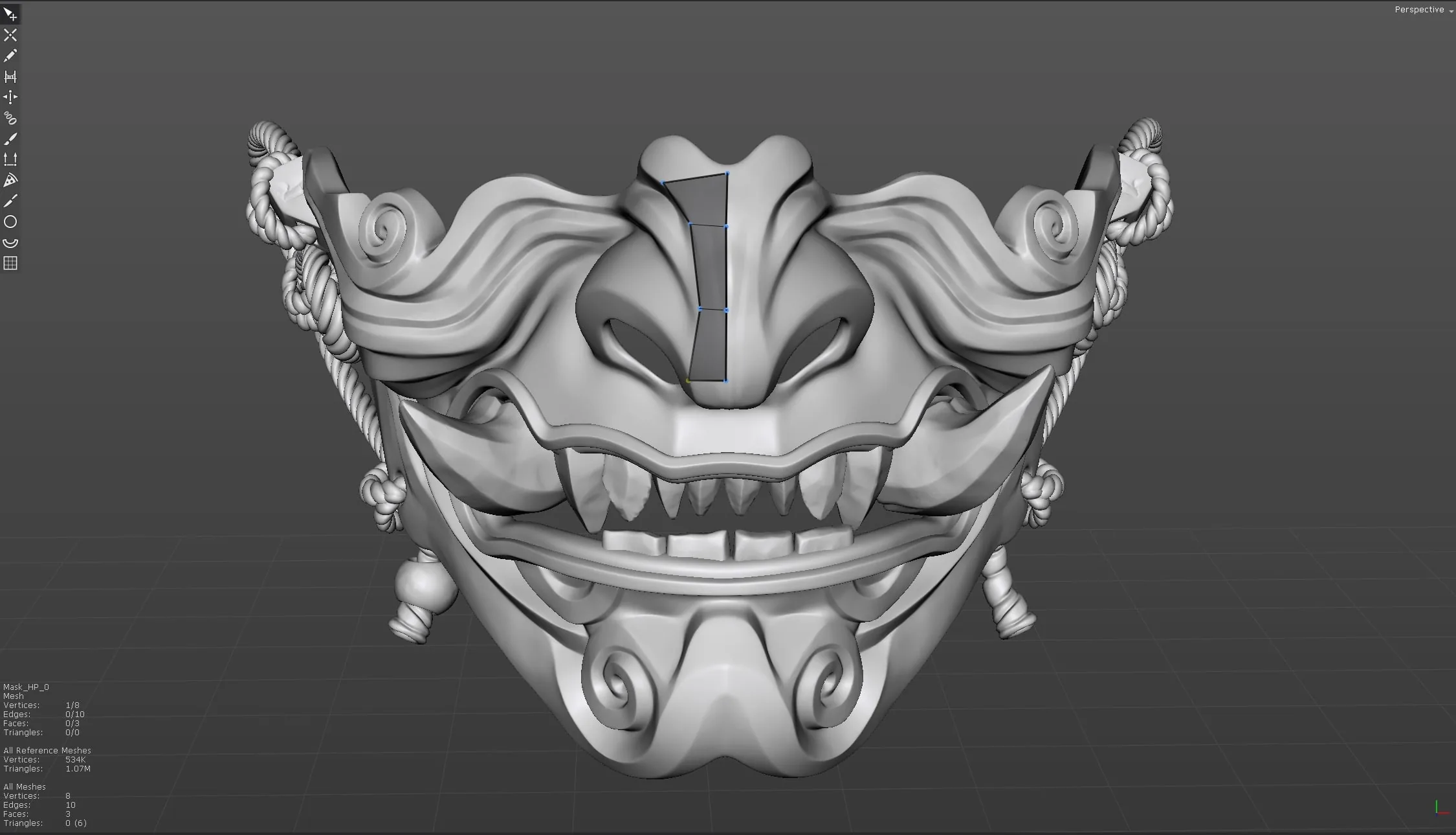 How To Model & Texture A Samurai Mask With Menacing Facial Features - изображение 6
