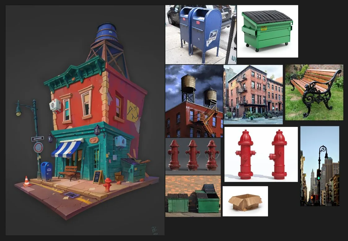 Combining PBR & Hand-Painted Texturing in Stylized New York Cafe Scene - изображение 2