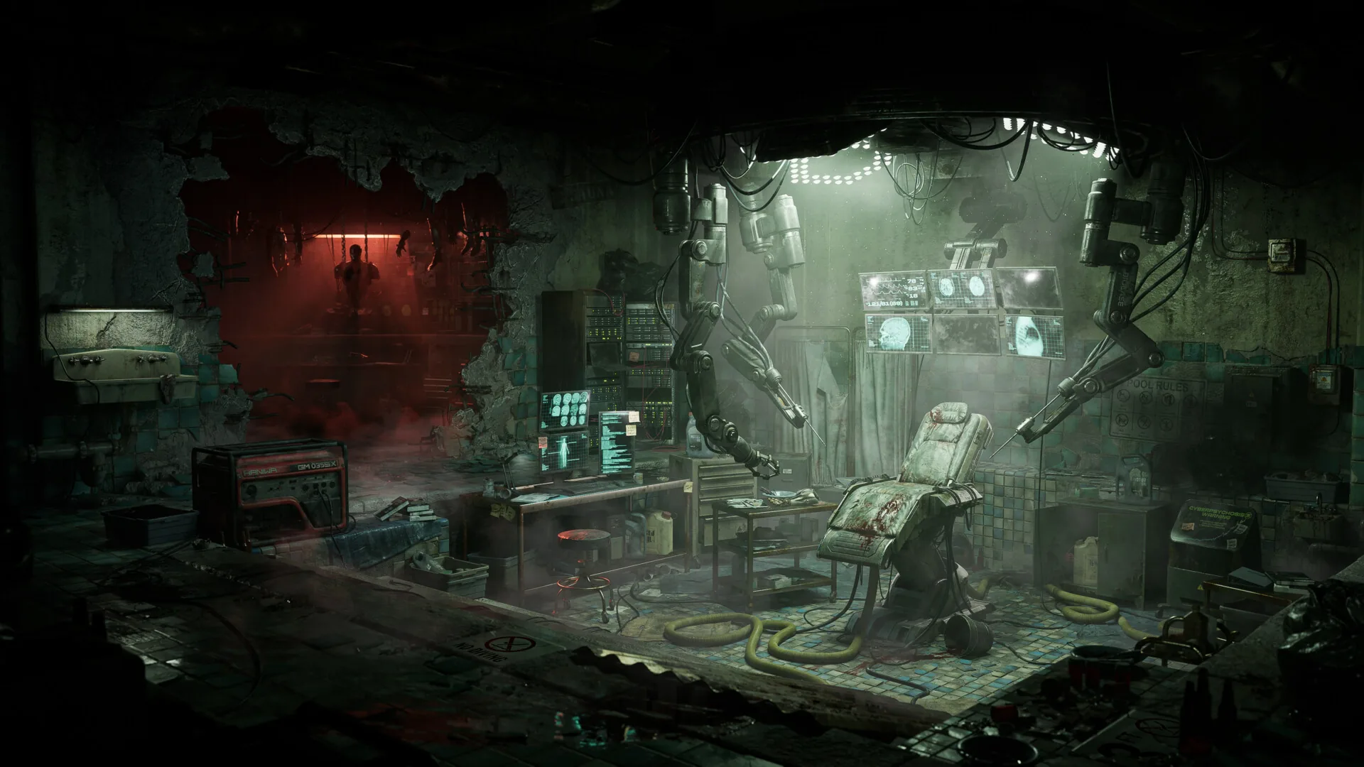 Жуткая среда в UE5.6, вдохновлённая Silent Hill и Cyberpunk 2077