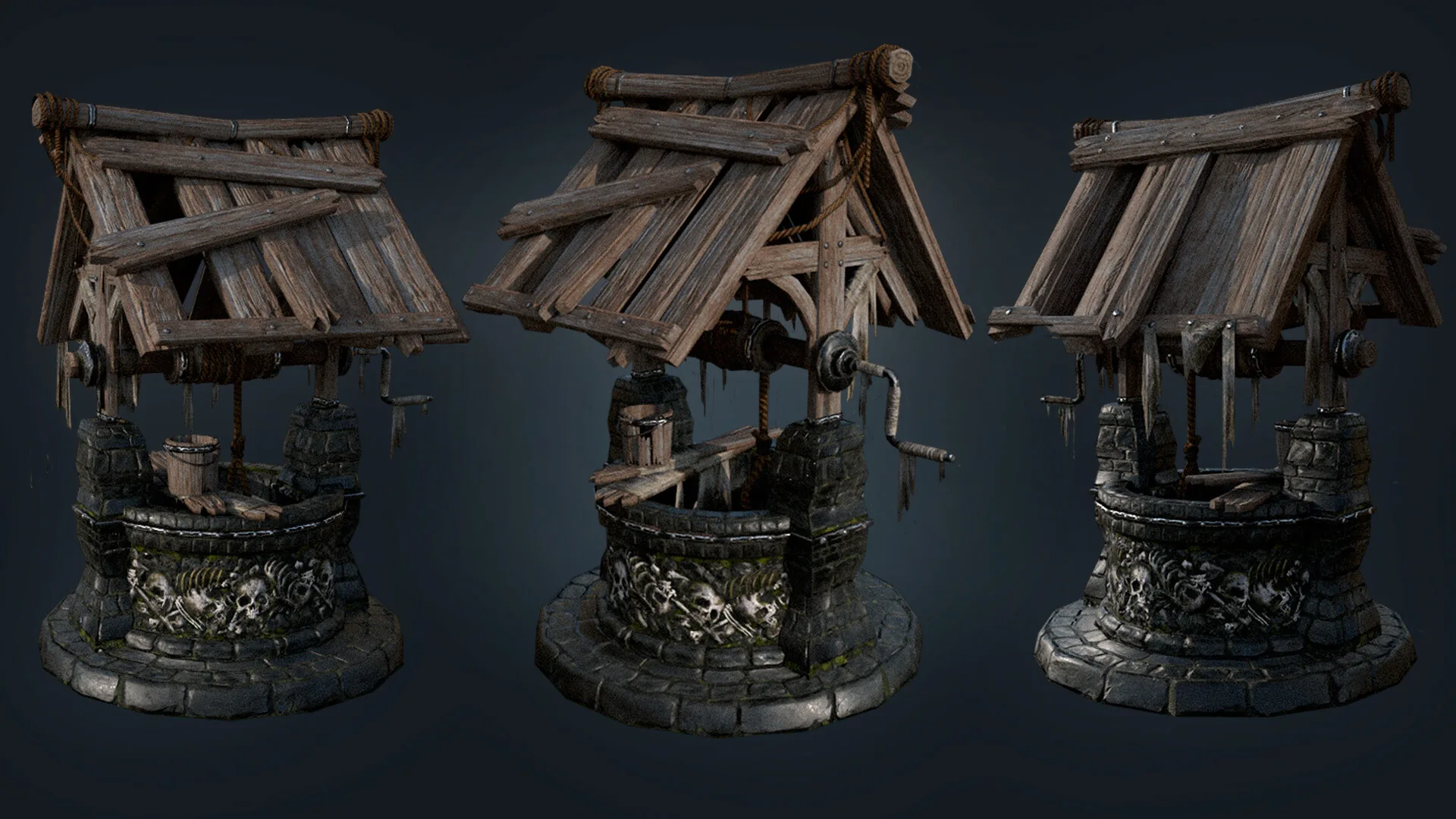 Готовый к игре ассет «Старый колодец», созданный с помощью ZBrush и Substance 3D Painter