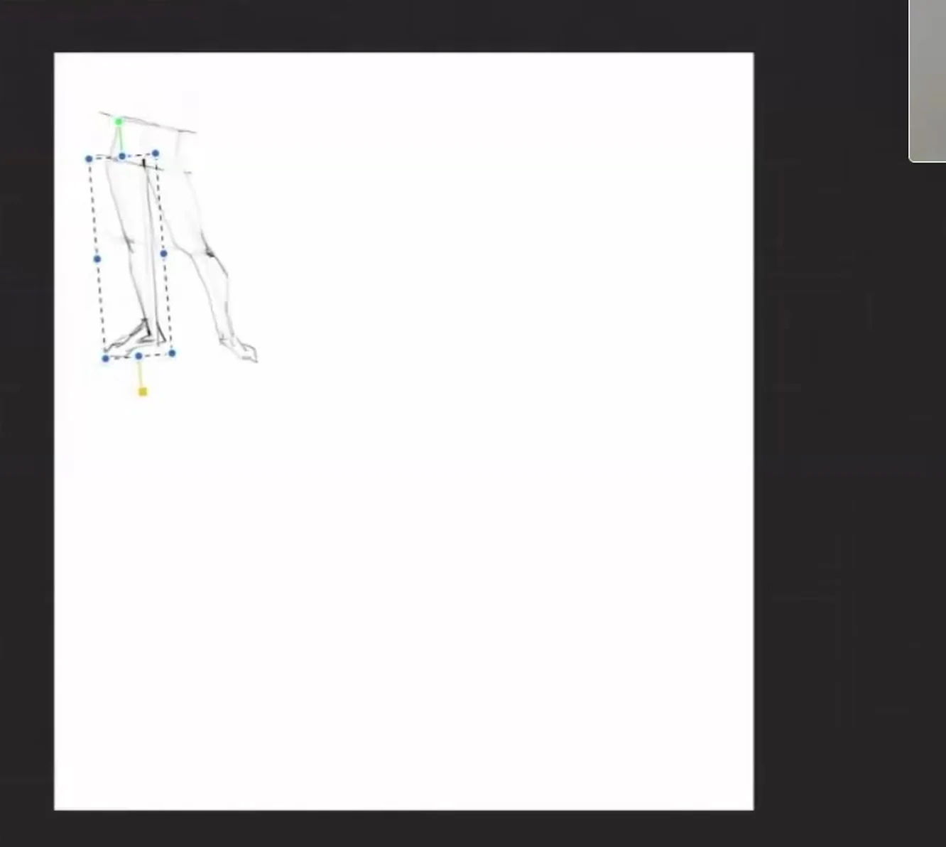Supporting and non-supporting leg, tilt of the pelvis when drawing legs