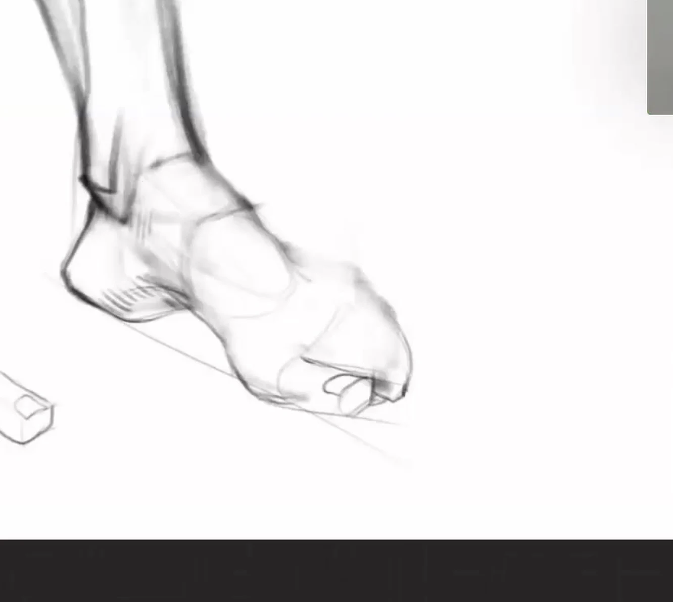 Drawing the foot: arch of the foot and toes along an arc